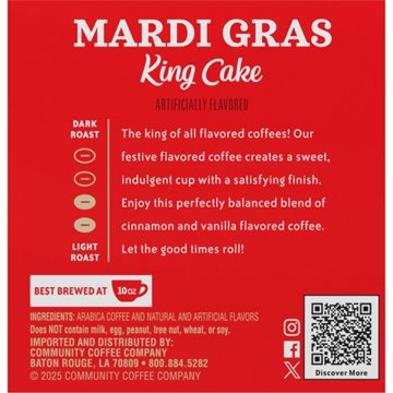 Community Coffee Mardi Gras King Cake Single Serve Coffee K Cups