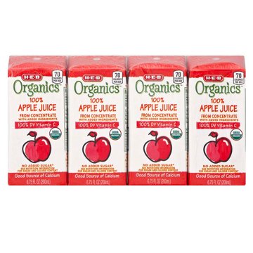 H-E-B Organics 100% Apple Juice 4 pk Boxes, 6.75 oz