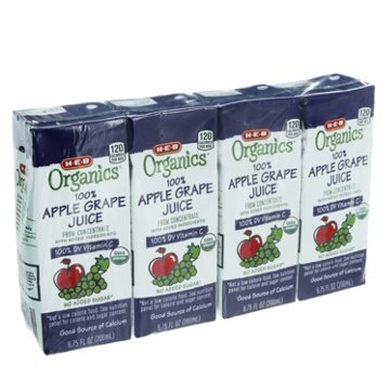 H-E-B Organics 100% Apple Grape Juice 4 pk Boxes, 6.75 oz