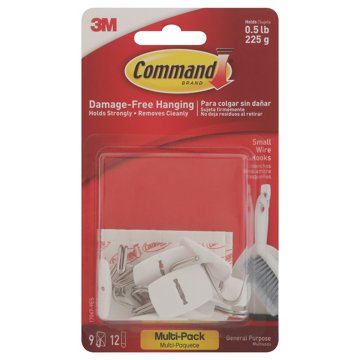 Command Small Wire Hooks - White, 9 pk