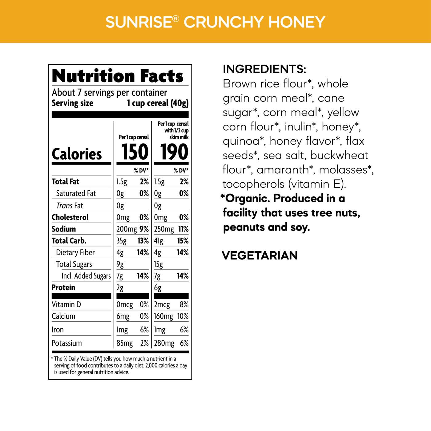 Nature's Path Organic Gluten Free Sunrise Crunchy Honey Cereal; image 6 of 6