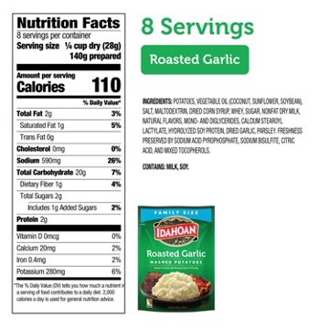 Idahoan Roasted Garlic Mashed Potatoes Family Size, 8 oz
