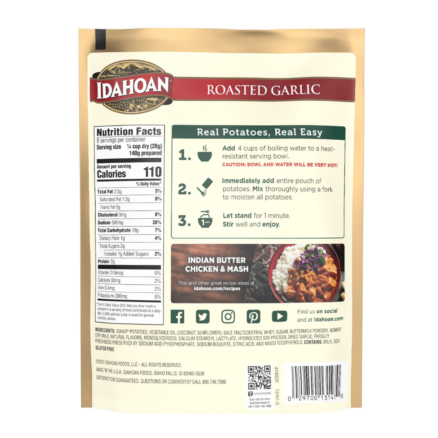 Idahoan Family Size Roasted Garlic Mashed Potatoes - Shop Pantry Meals at  H-E-B