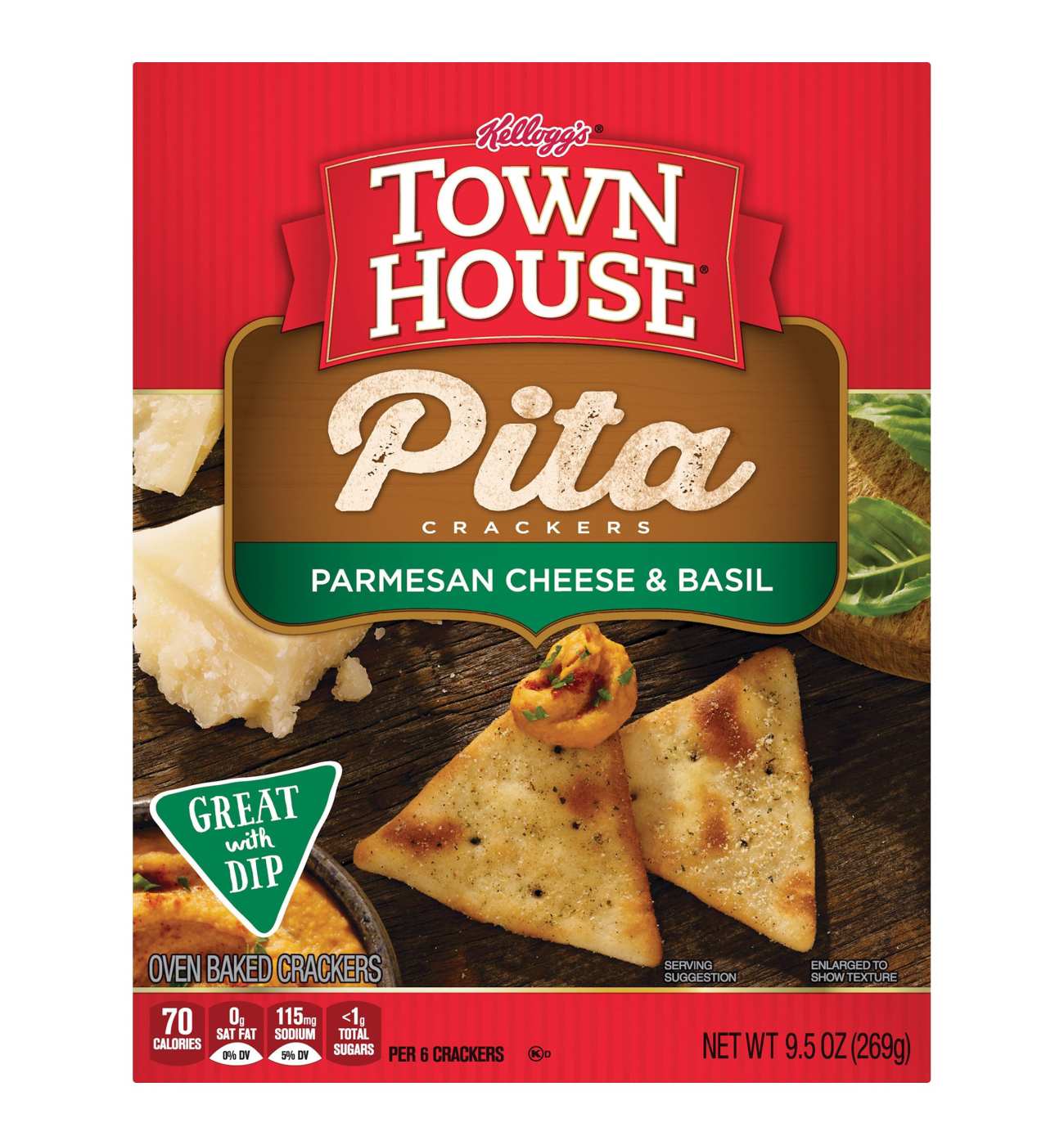 Keebler Town House Parmesan Cheese & Basil Pita Crackers; image 2 of 2