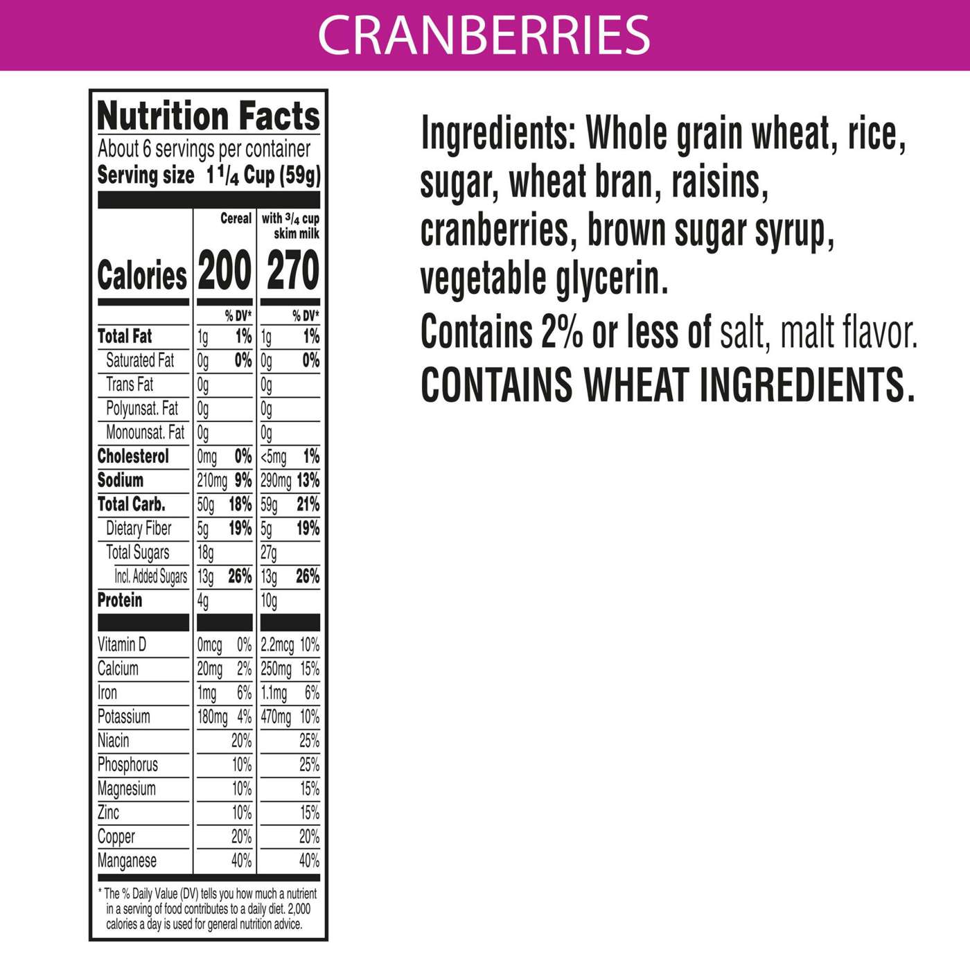 Kellogg's Raisin Bran Original with Cranberries Cold Breakfast Cereal; image 4 of 5