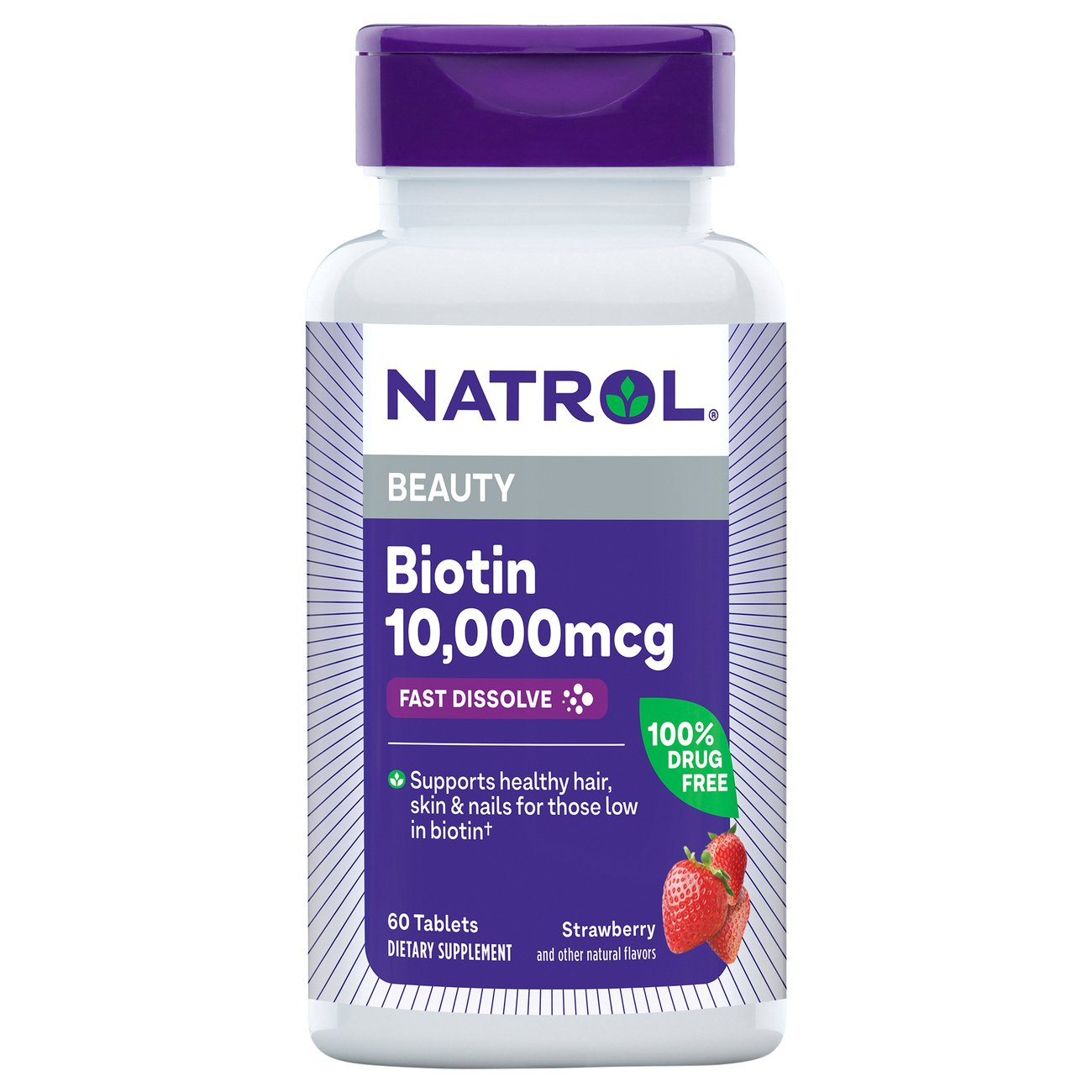 Natrol Biotin 10000 mcg Fast Disslove Strawberry Tablets, 60 ct