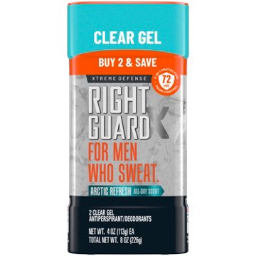 Right Guard Xtreme Defense Men's Antiperspirant Gel Deodorant - Arctic Refresh, 2 pk