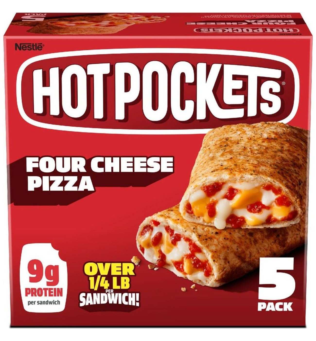 Hot Pockets Four Cheese Pizza Garlic Buttery Crust Frozen Snacks, Pizza Snacks Made with Real Cheese, 5 Count Frozen Sandwiches 21.25 oz.; image 1 of 6