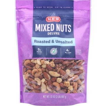 H-E-B Deluxe Unsalted Roasted Mixed Nuts
