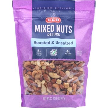 H-E-B Deluxe Unsalted Roasted Mixed Nuts