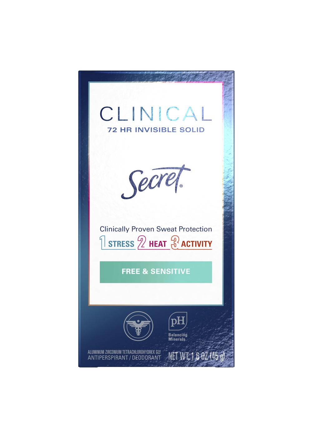 Secret Clinical Strength 48 Hr Antiperspirant Deodorant - Free & Sensitive; image 1 of 8