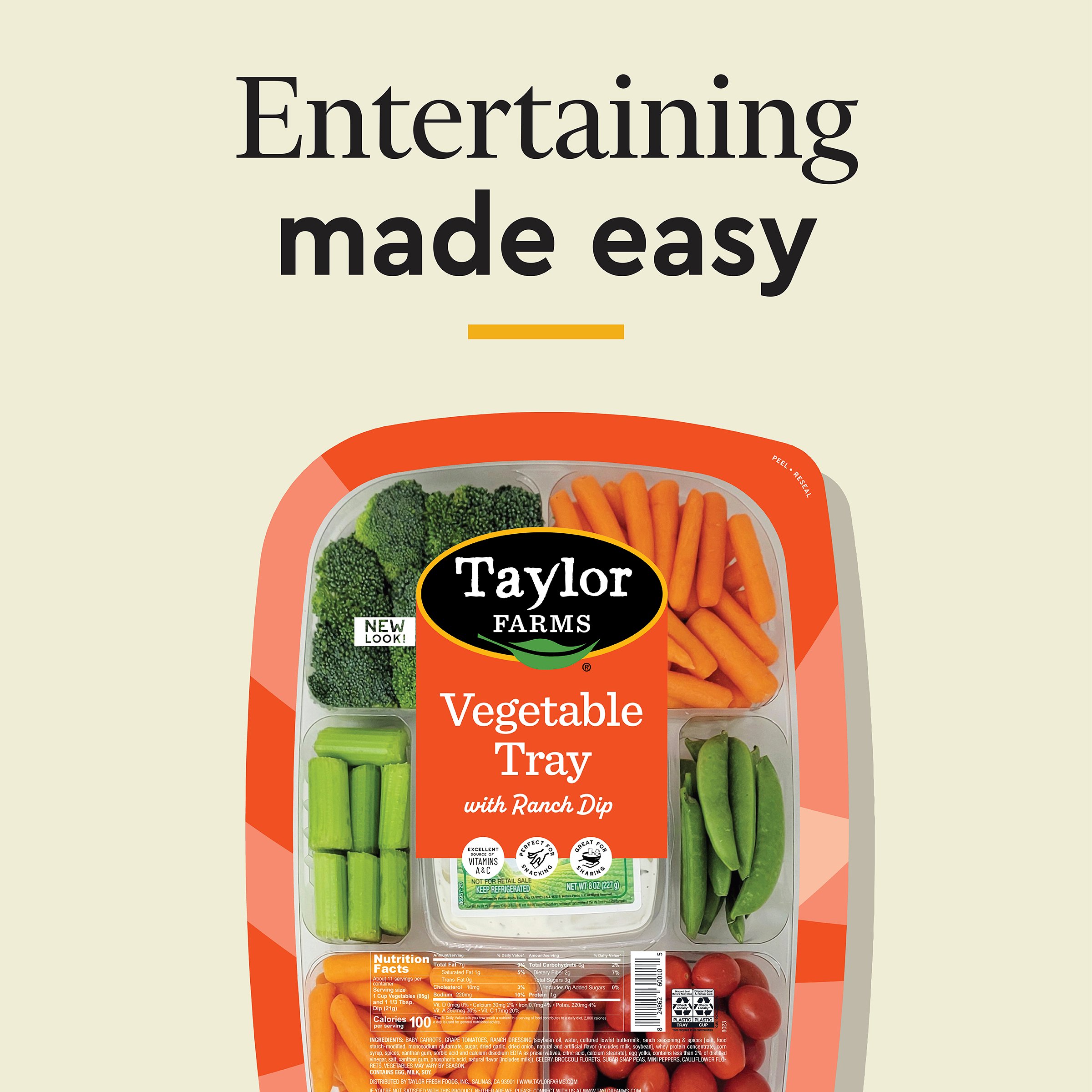 Vegetable Tray Peel and Reseal 20oz - Taylor Farms