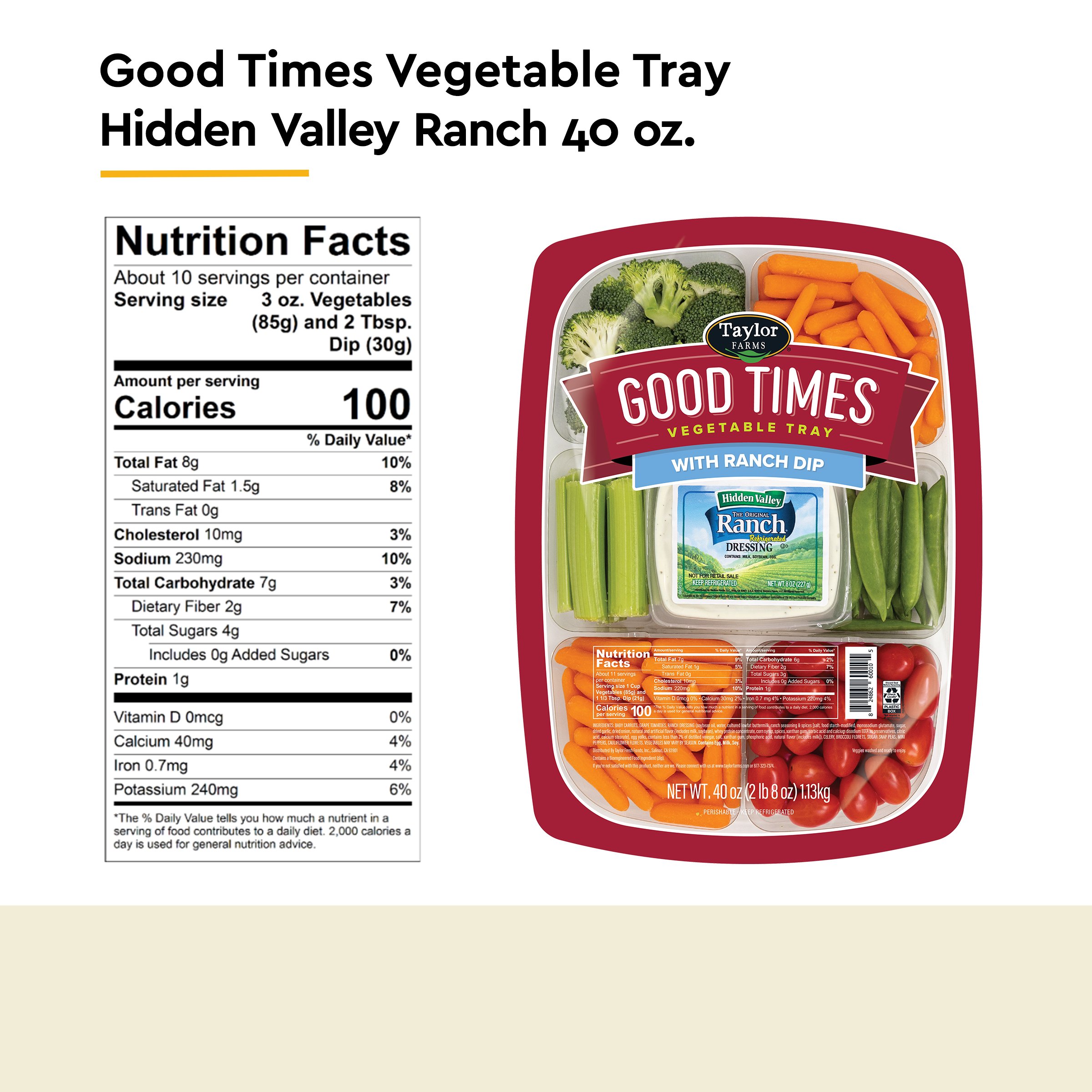 Vegetable Tray Peel and Reseal 20oz - Taylor Farms