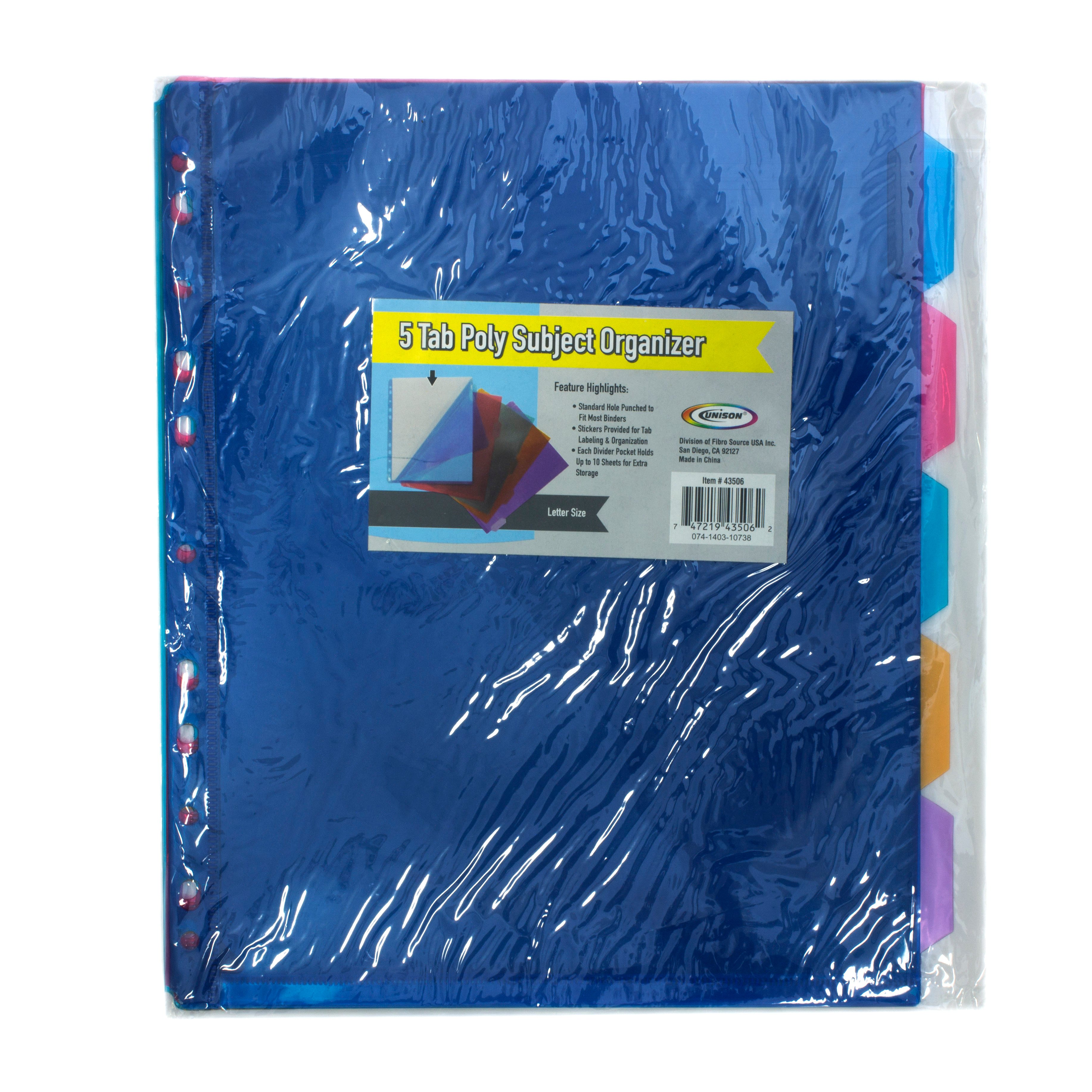 Unison Poly 5Color Tab Subject Dividers Shop School & Office
