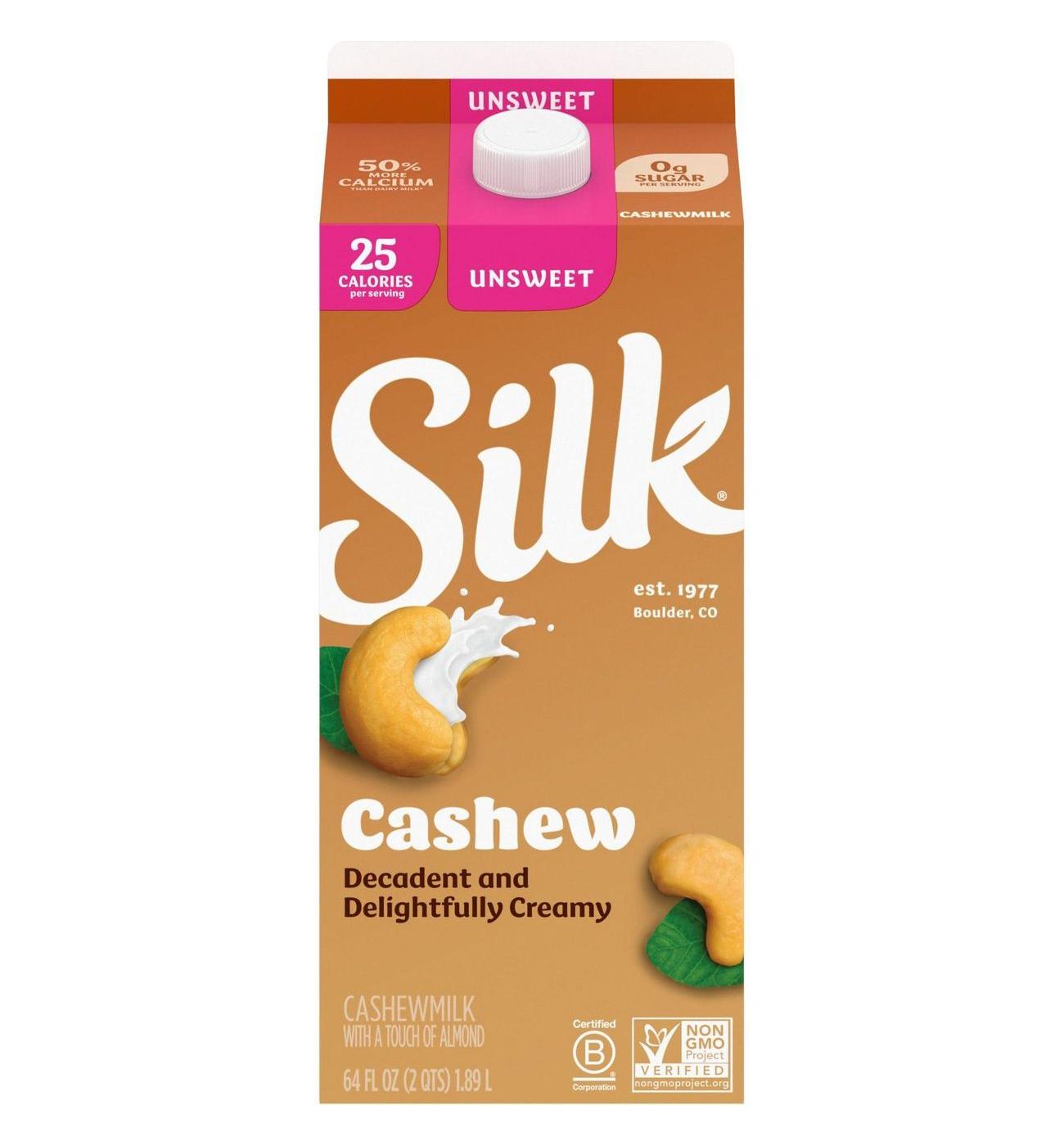 Silk Unsweetened Cashew Milk; image 1 of 6