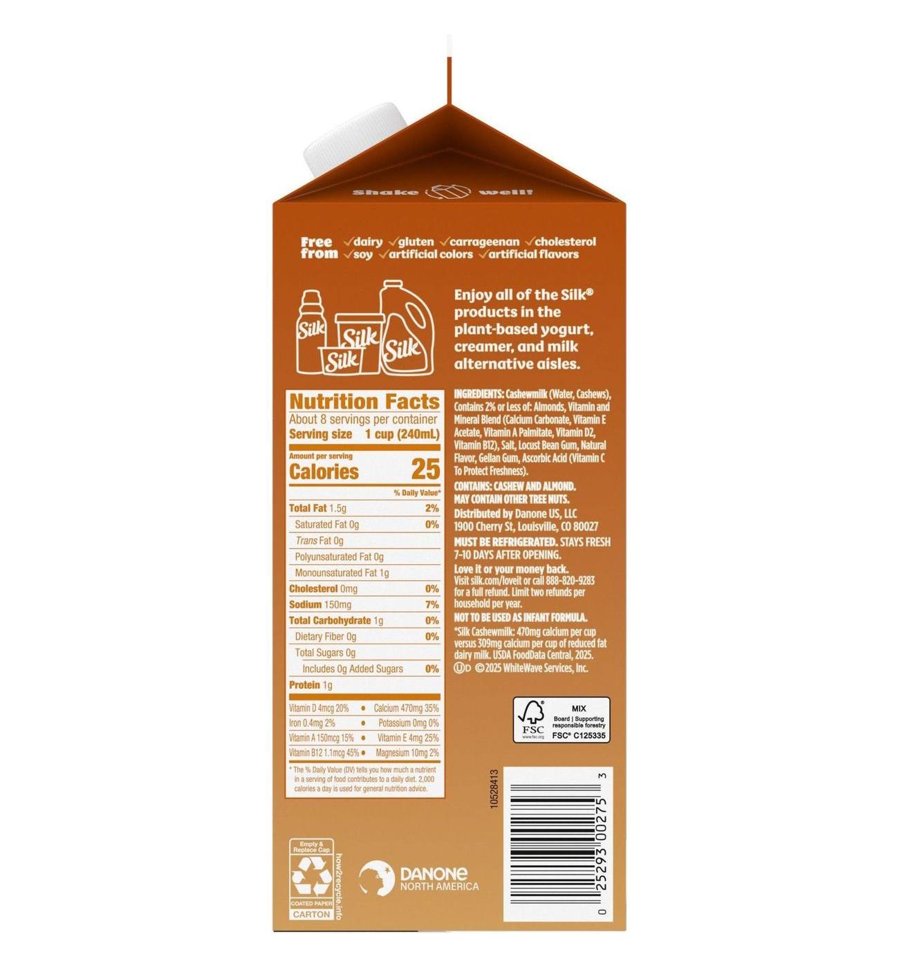 Silk Unsweetened Cashew Milk; image 6 of 9
