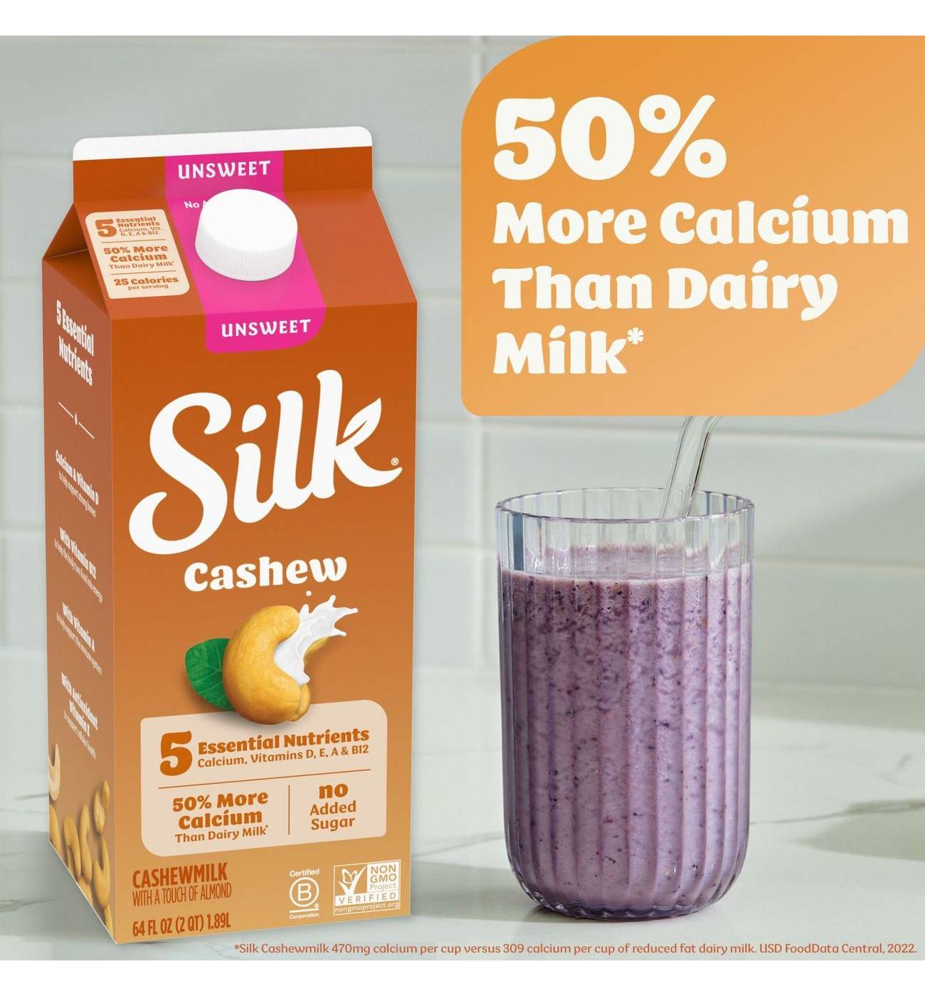 Silk Unsweetened Cashew Milk; image 8 of 9