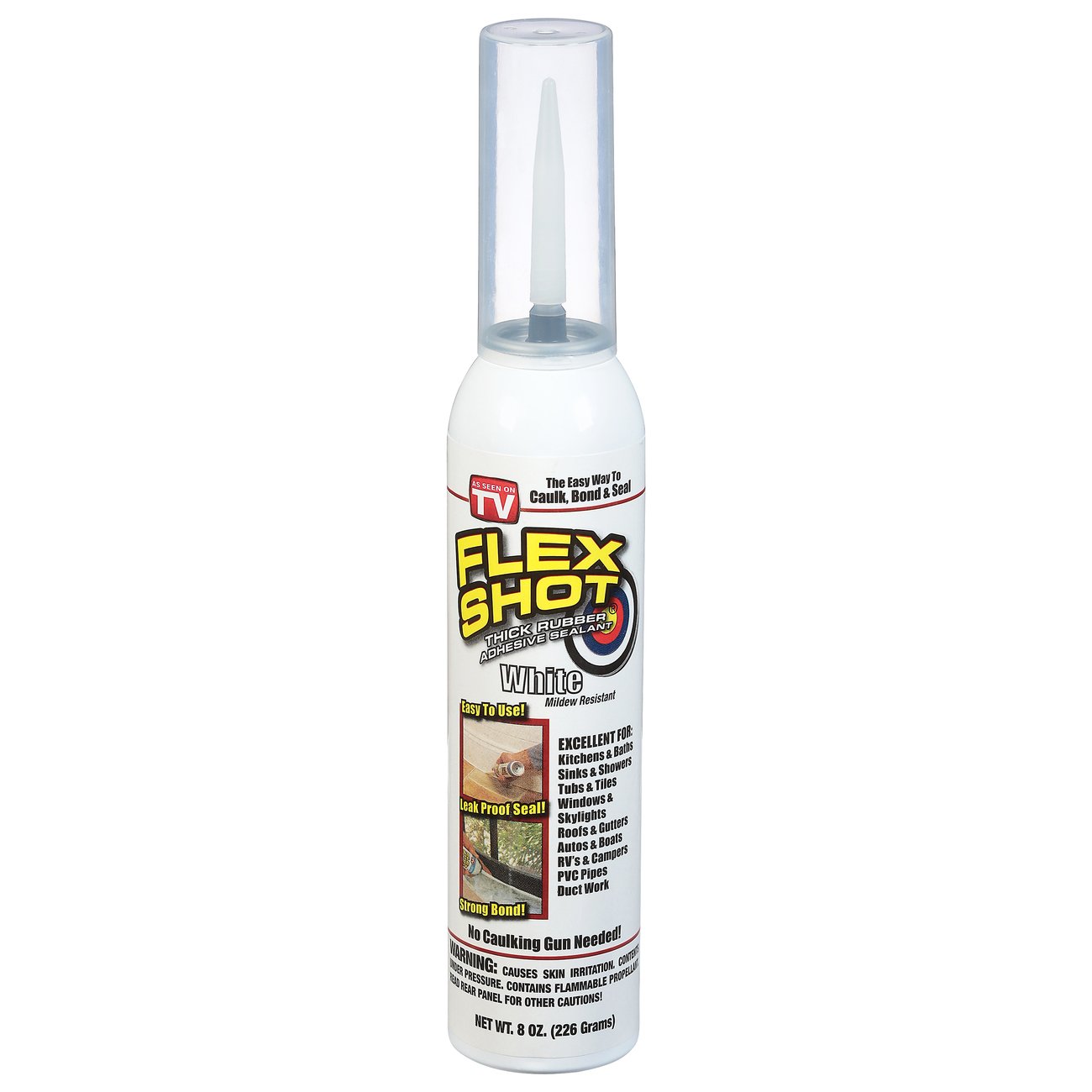 Flex Shot Thick Rubber Adhesive Sealant Caulk White Shop Adhesives