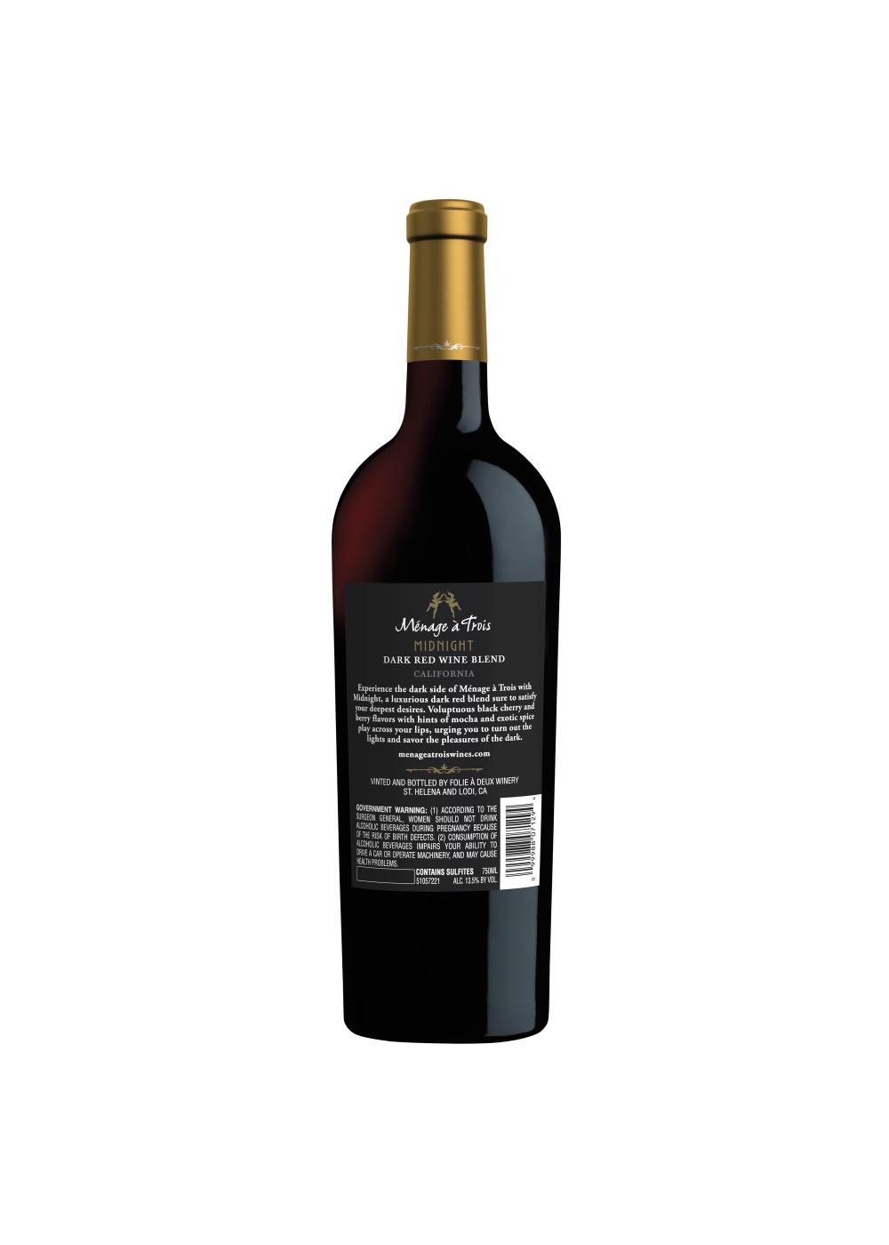 Ménage à Trois Midnight Dark Red Blend Wine; image 4 of 4