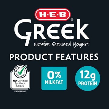 H-E-B 12g Protein Nonfat Greek Yogurt - Strawberry on the Bottom, 4 ct