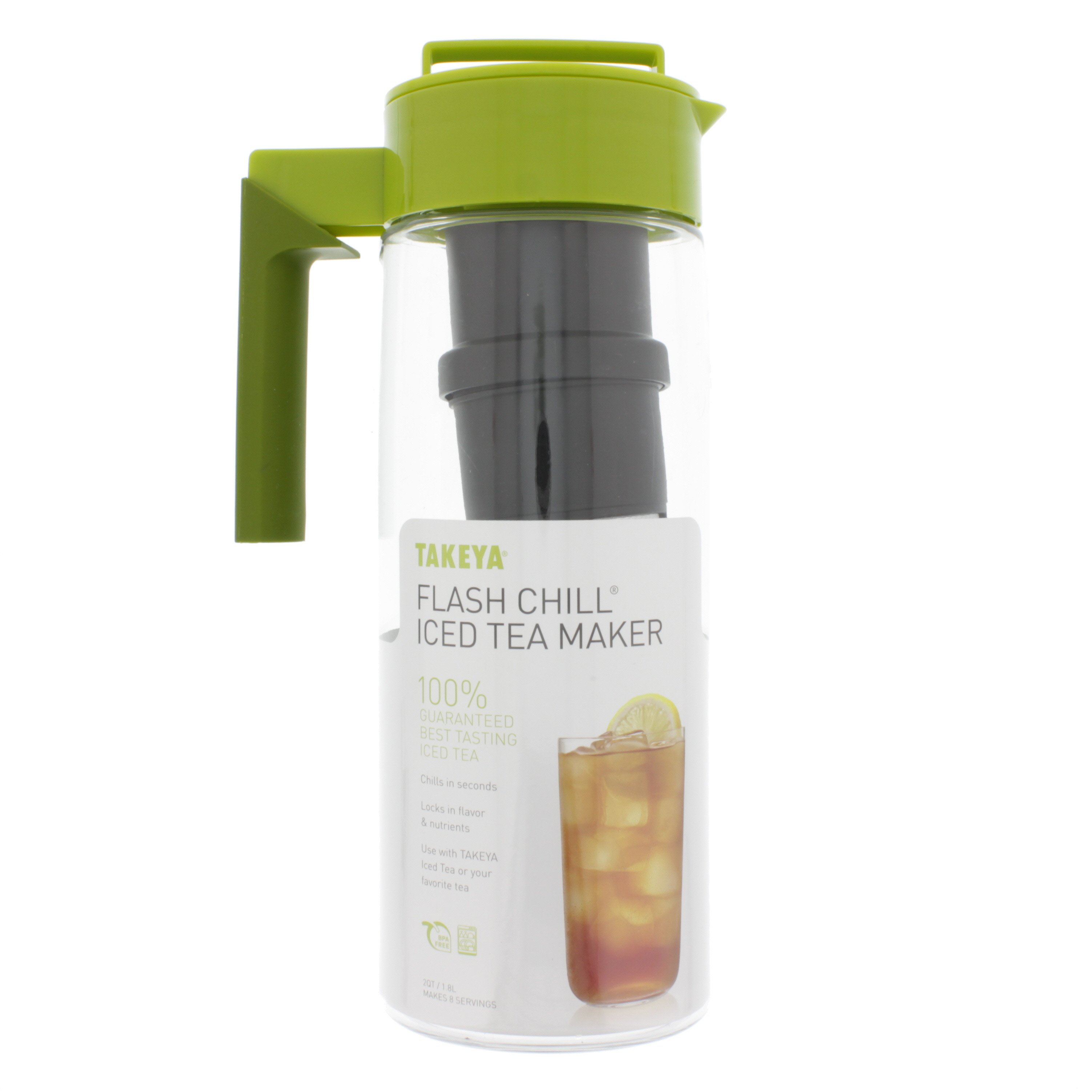 Takeya Flash Chill Iced Tea Maker with Airtight Lid, 2qt, Avocado 