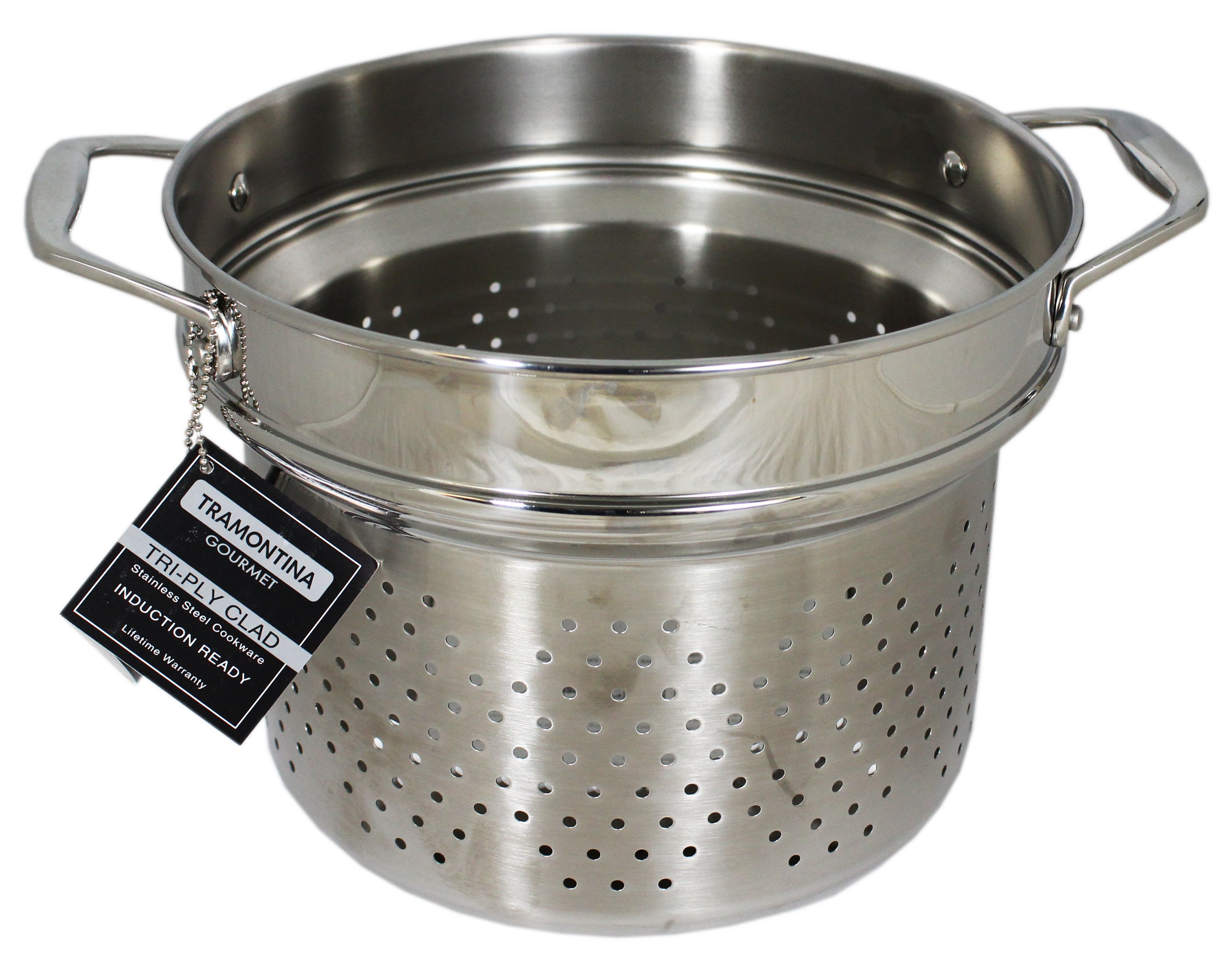 Tramontina Gourmet 24-Qt. Tri-Ply Covered Stock Pot Gray