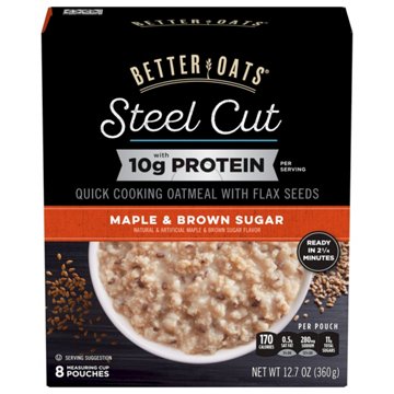 Better Oats 10g Protein Steel Cut Instant Oatmeal - Maple & Brown Sugar, 8 ct