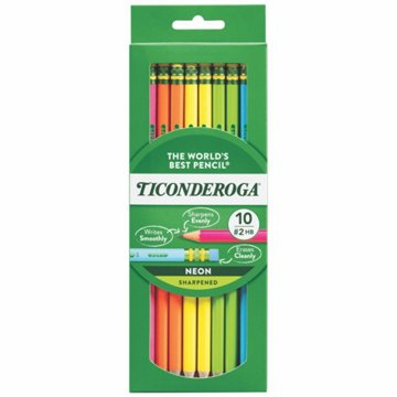 Ticonderoga Pre-Sharpened No.2 Neon Wood-Cased Pencils, 10 pk
