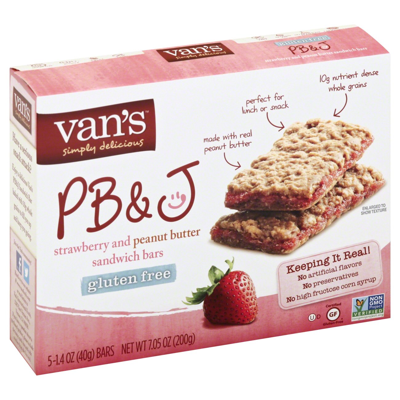 Van's PB&J Strawberry & Peanut Butter Sandwich Bars - Shop Granola ...