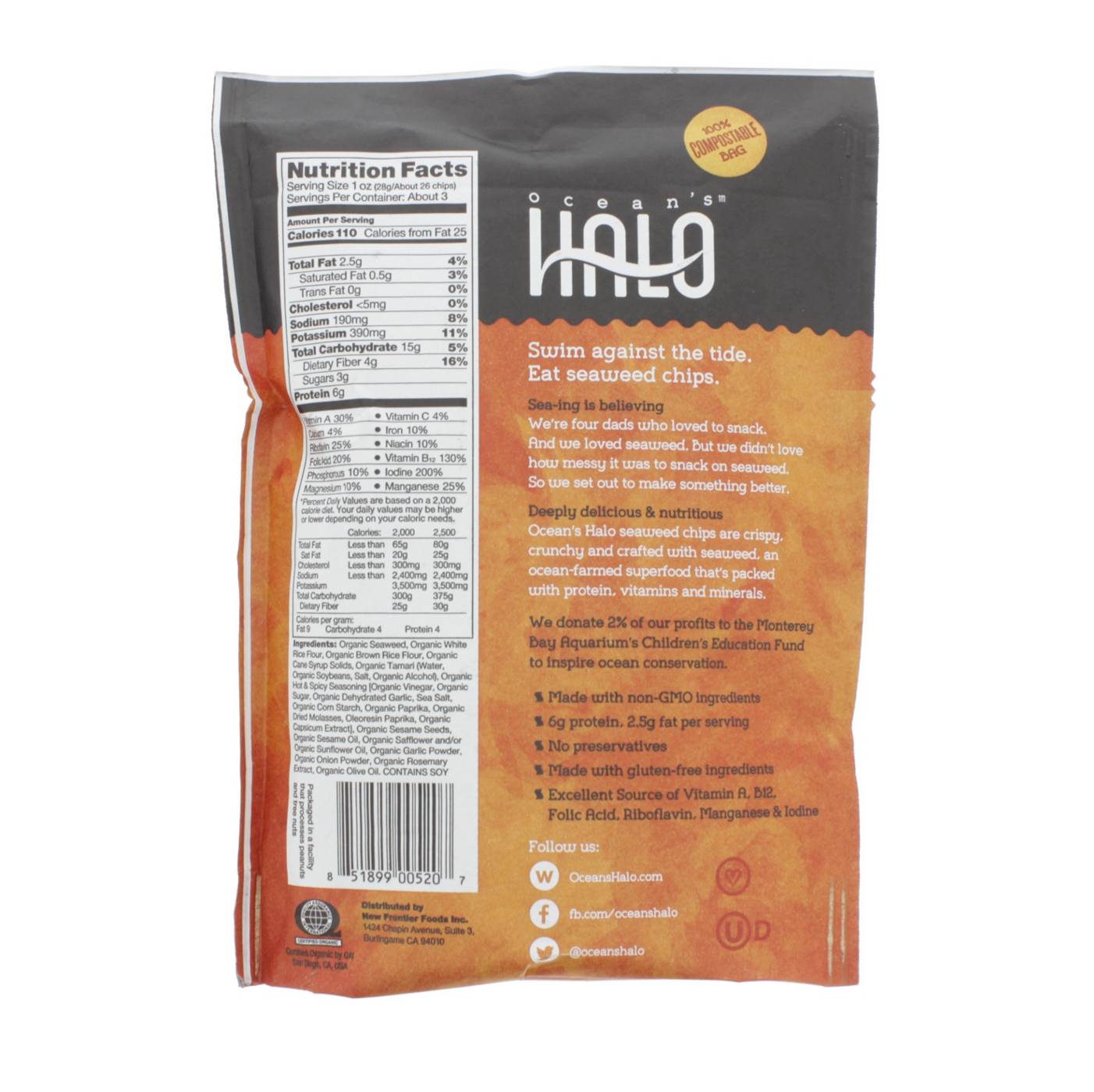 Ocean's Halo Hot & Spicy Seaweed Chips; image 2 of 2