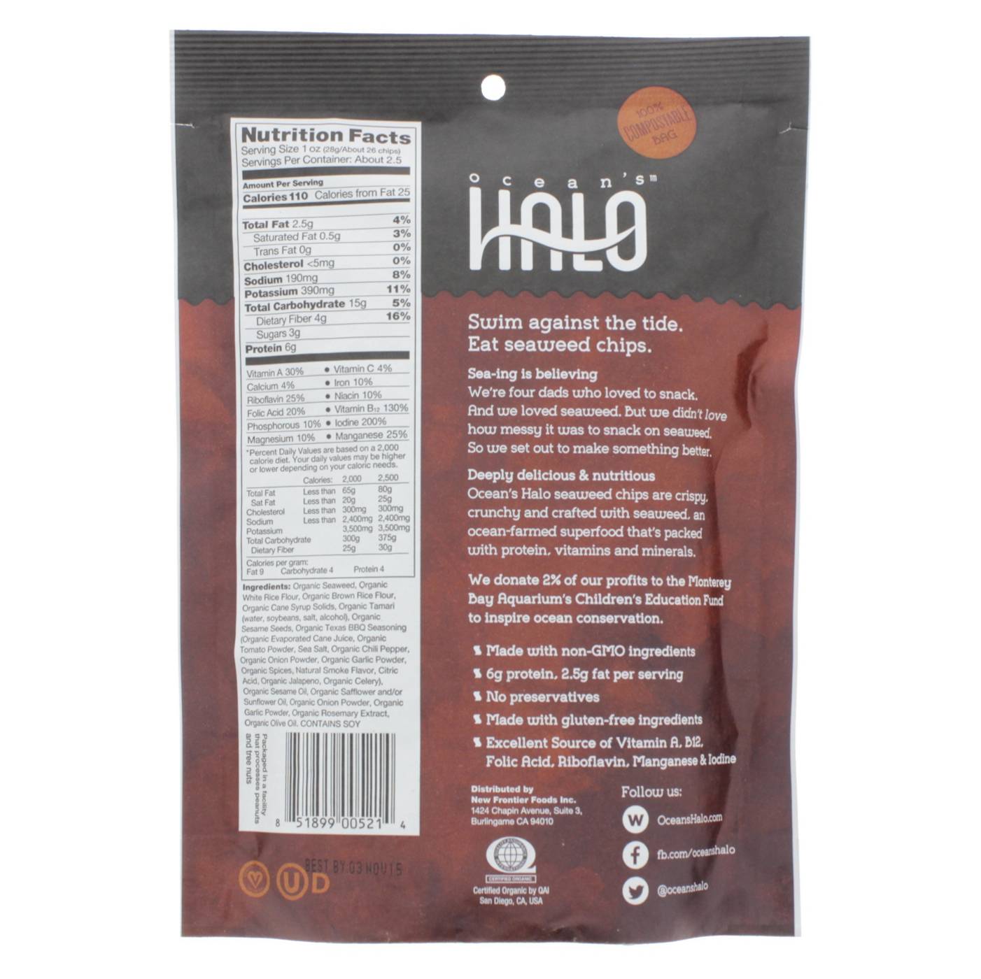 Ocean's Halo The Seaweed Chip, Texas BBQ Shop Chips at HEB