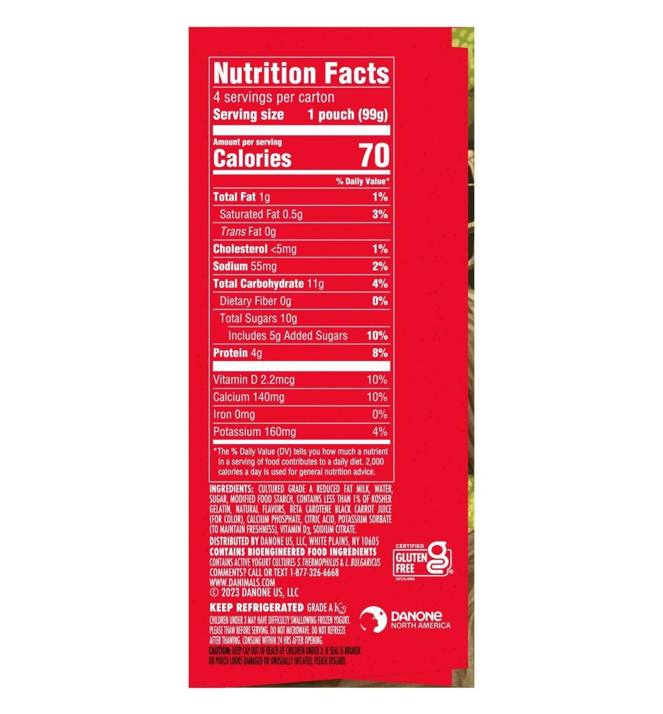 Dannon Danimals Lowfat Yogurt 4 pk Pouches - Strawberry; image 5 of 10