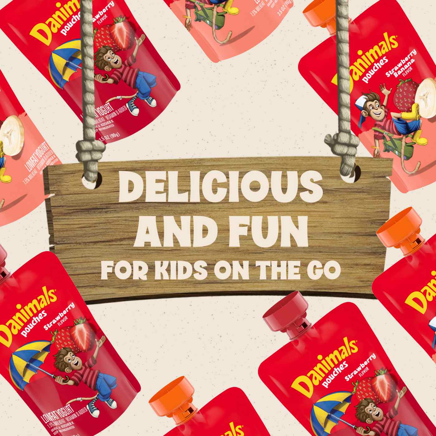 Dannon Danimals Lowfat Yogurt 4 pk Pouches - Strawberry; image 10 of 10