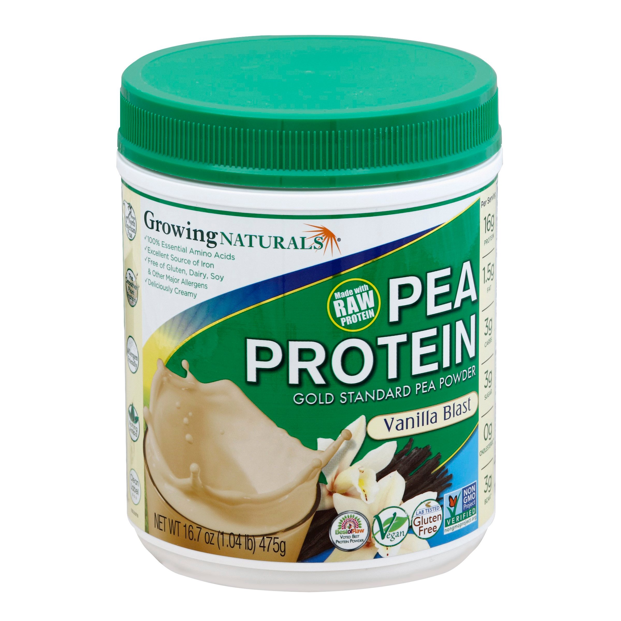 Growing Naturals 16g Pea Protein Powder Vanilla Blast Shop Diet