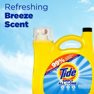 Tide Simply Clean & Fresh HE Liquid Laundry Detergent, 89 Loads - Refreshing Breeze, 117 oz