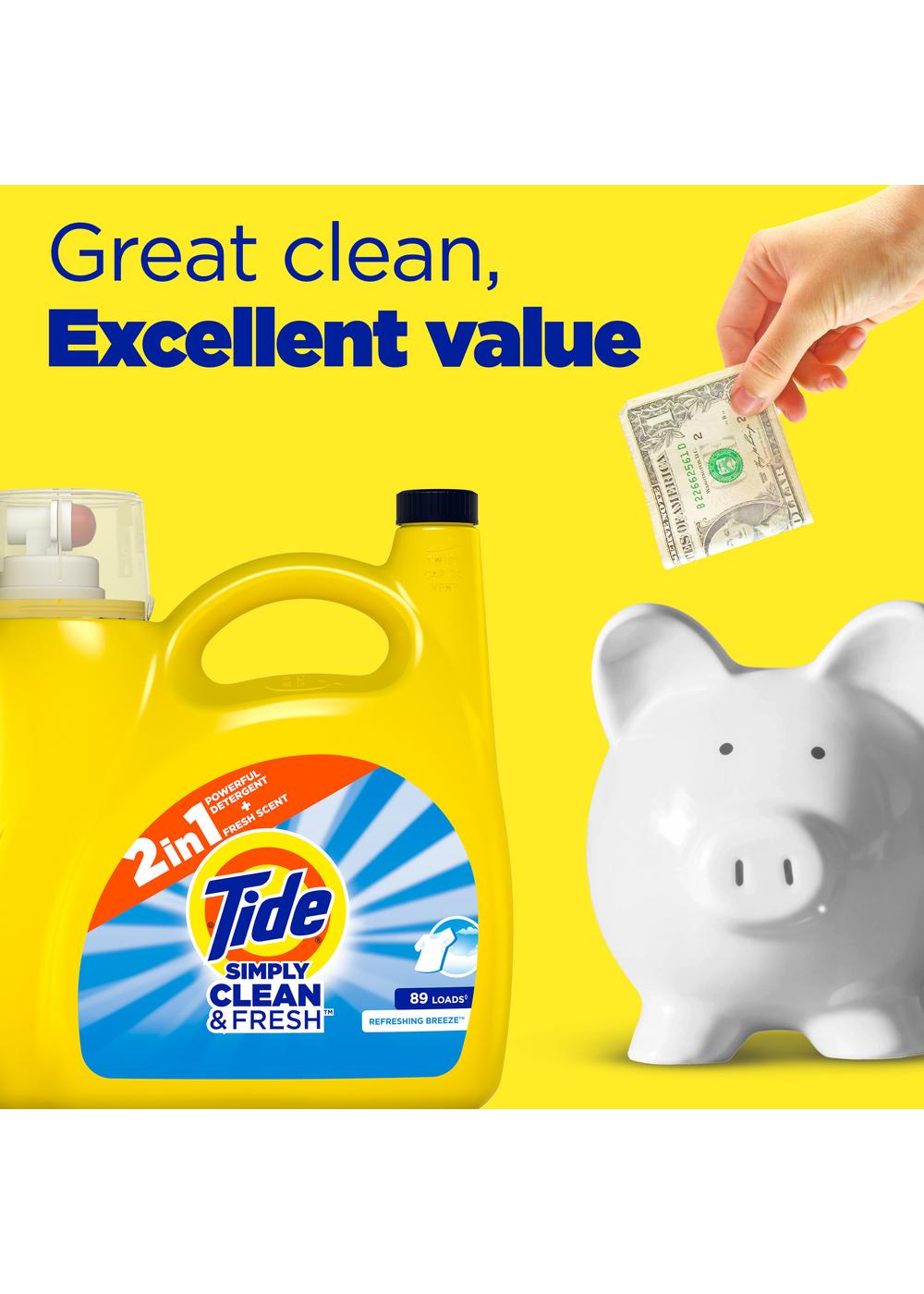 Tide Simply Clean & Fresh HE Liquid Laundry Detergent, 89 Loads - Refreshing Breeze; image 9 of 12