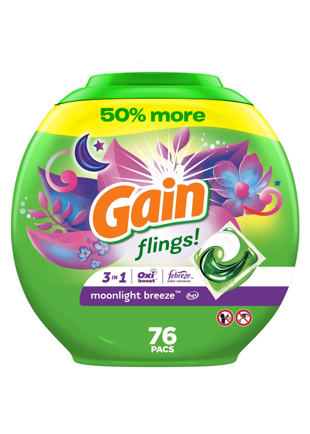 Gain Flings! Oxi Boost Moonlight Breeze HE Laundry Detergent Pacs; image 1 of 9