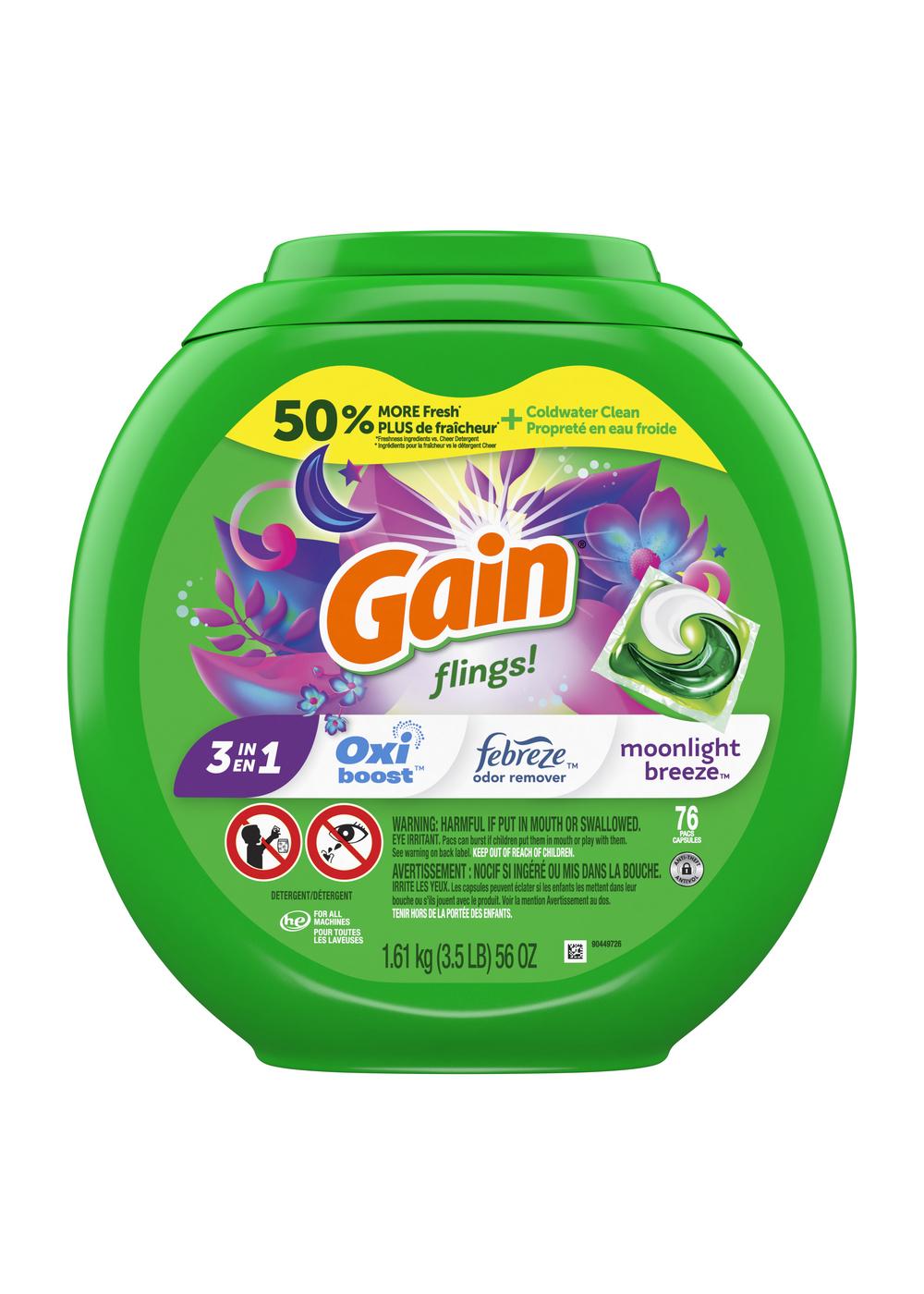 Gain Flings! Oxi Boost Moonlight Breeze HE Laundry Detergent Pacs; image 3 of 9