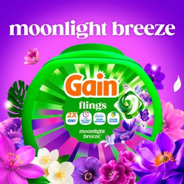 Gain Flings Laundry Detergent Pacs - Moonlight Breeze Scent with Oxi Boost & Febreze