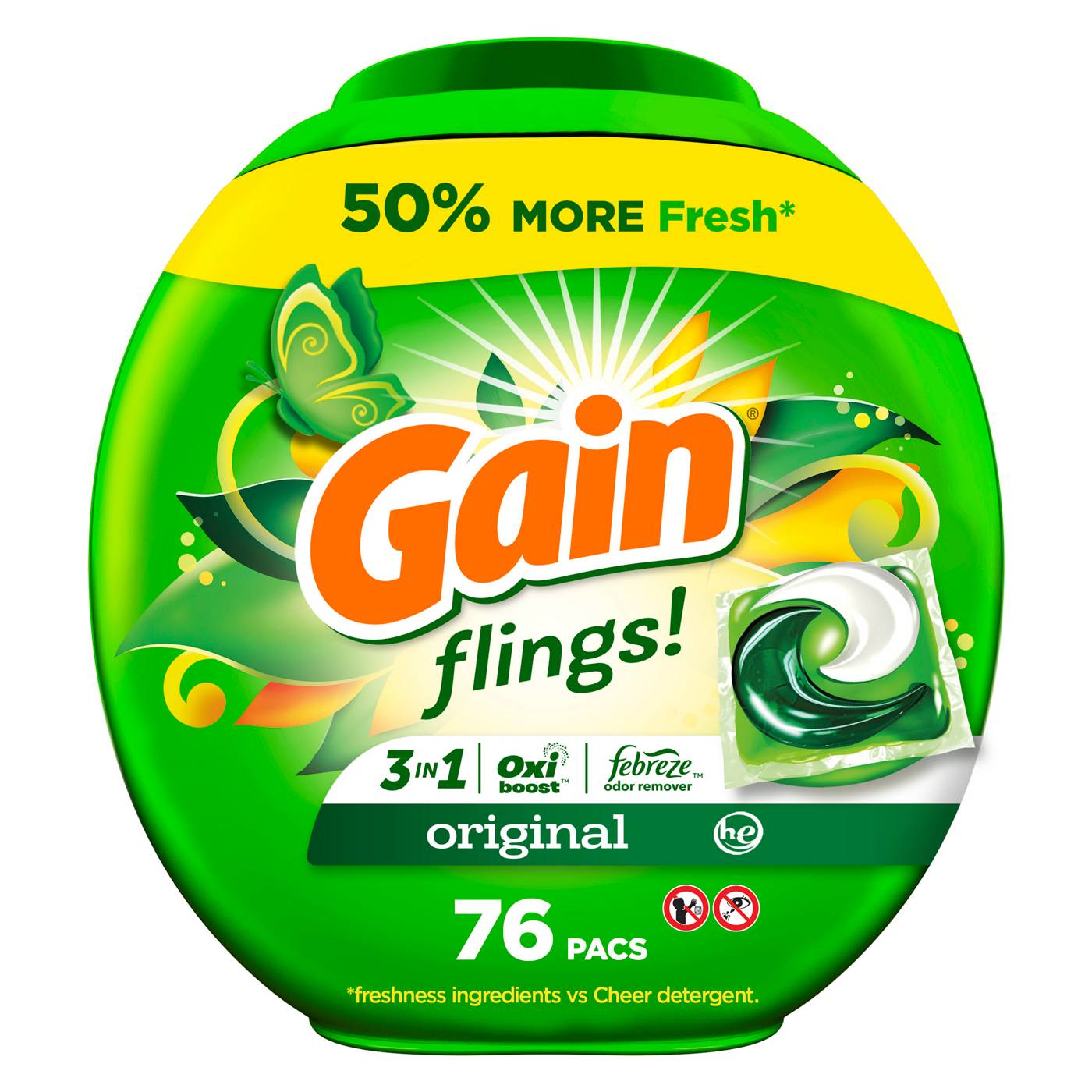 Gain Flings! Original HE Laundry Detergent Pacs; image 1 of 10