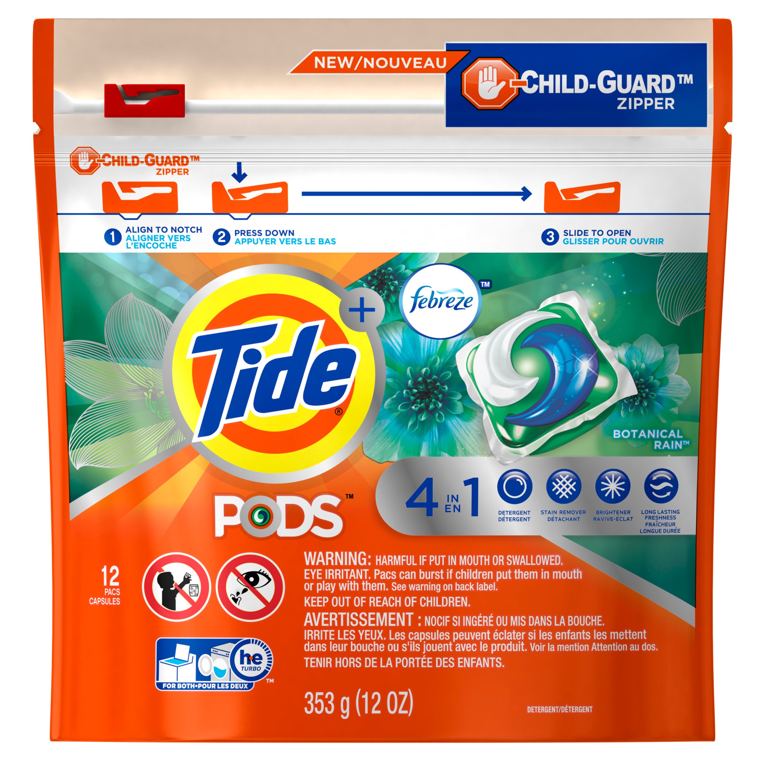 Tide PODS with Febreze HE Botanical Rain Liquid Detergent Pacs Shop