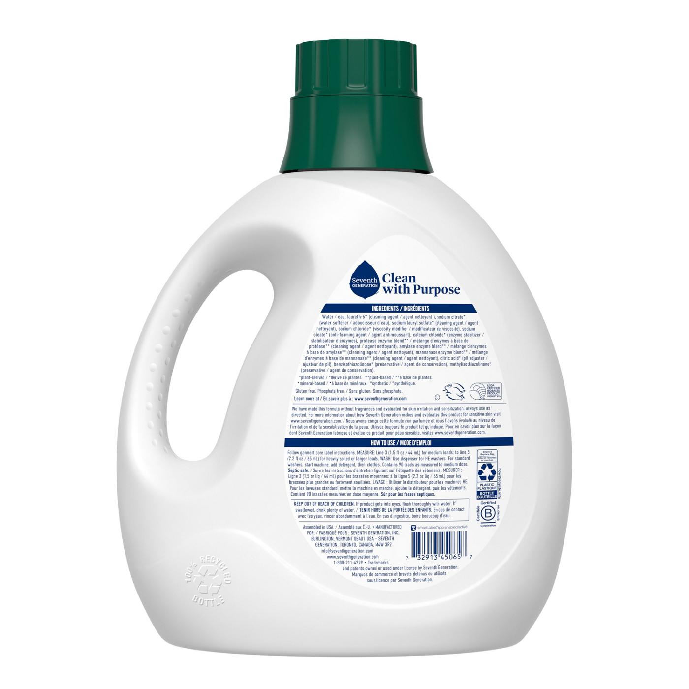 Seventh Generation HE Liquid Laundry Detergent, 90 Loads - Free & Clear; image 11 of 12