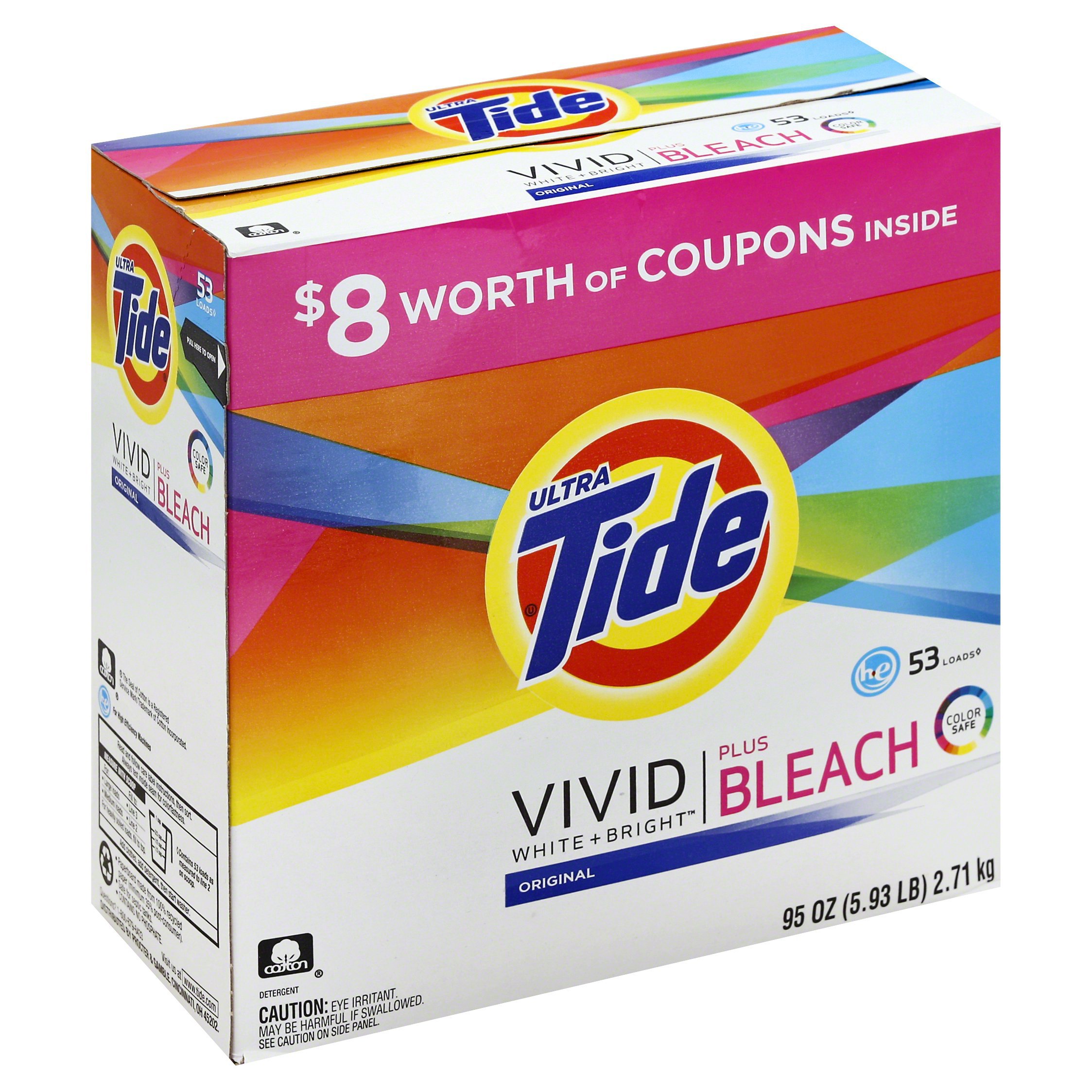 Tide Vivid with Bleach Original Scent HE Powder Laundry Detergent 53