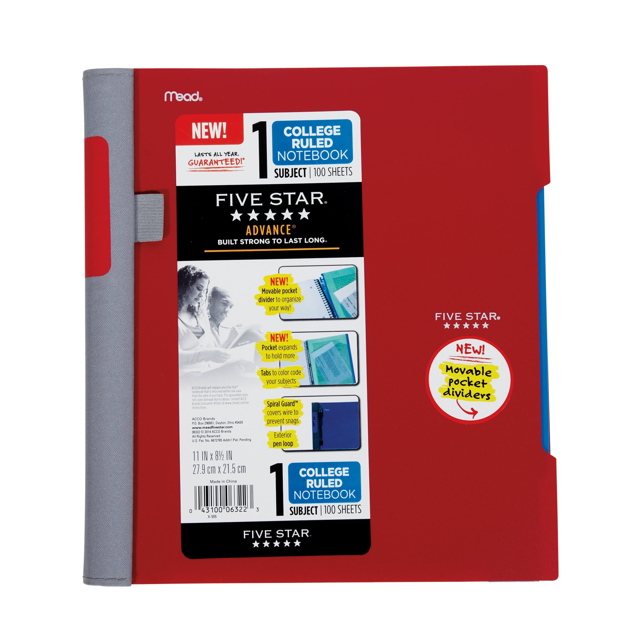 FIVE STAR Wirebound Notebook, 1 Subject, College Ruled, Assorted Colors Shop Notebooks at HEB