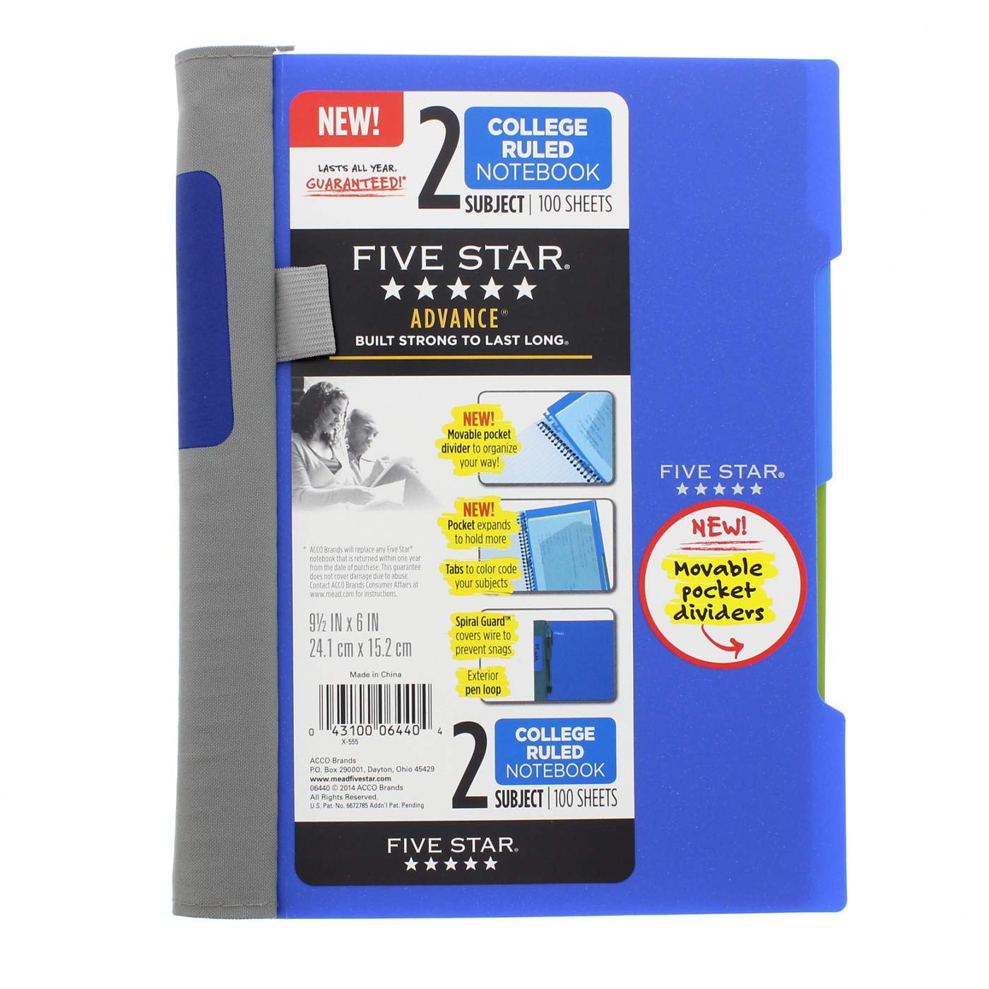 Mead Five Star Advance 2 Subject Wirebound College Ruled Notebook Assorted Colors; image 6 of 6