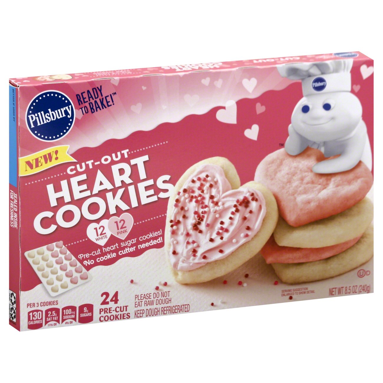 Pillsbury Cutout Ready To Bake Heart Valentines Cookies Shop Biscuit Cookie Dough At H E B