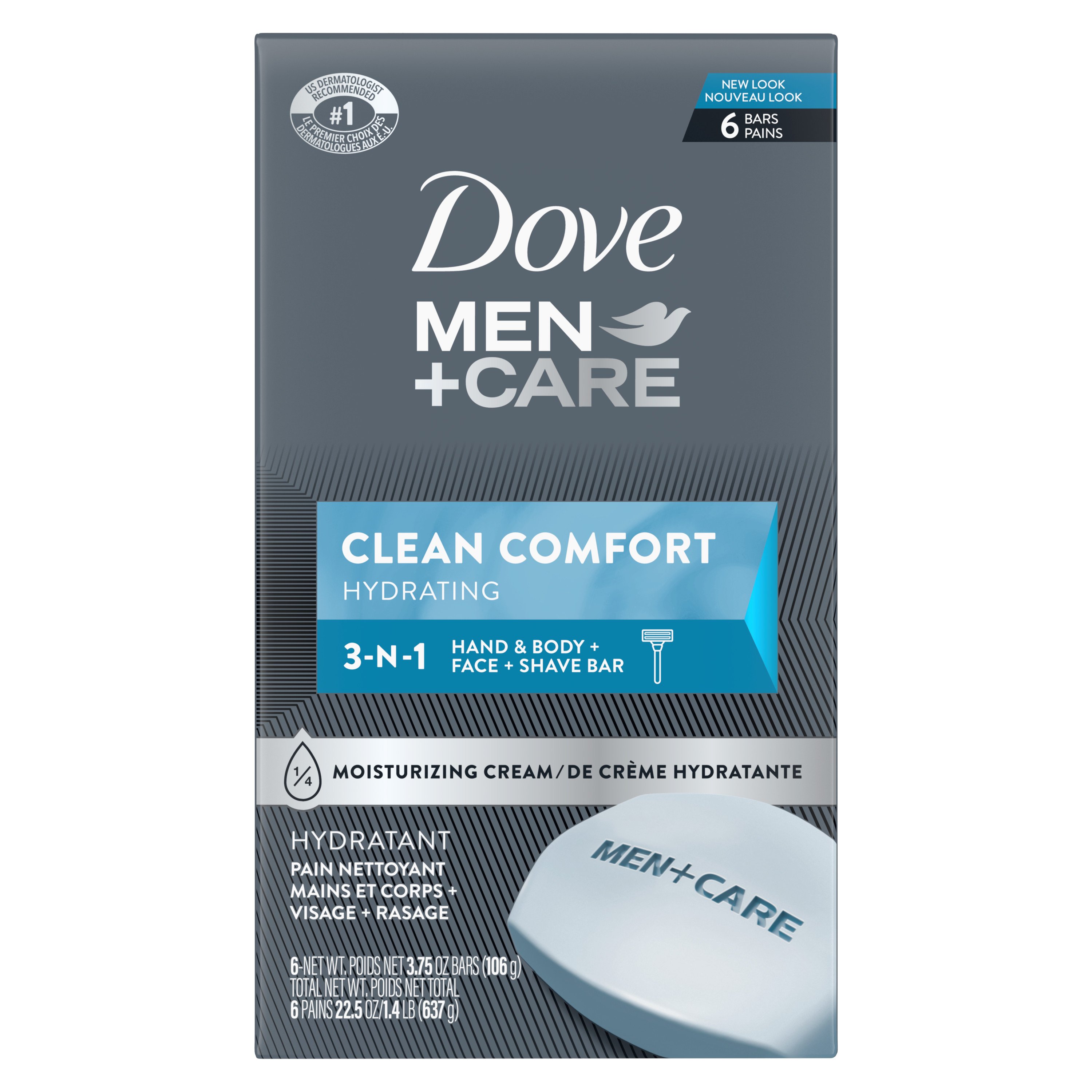 Dove Men Care Body + Face Bar Soap, Clean Comfort Mild Formula, 3.51 oz  (100g) - 4 Bars4