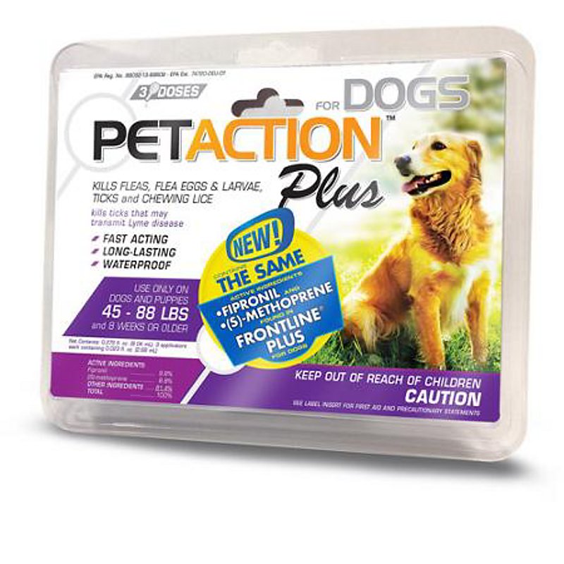 6 Doses Large Dogs 45-88 Lbs. Pet Action Plus for Dogs 