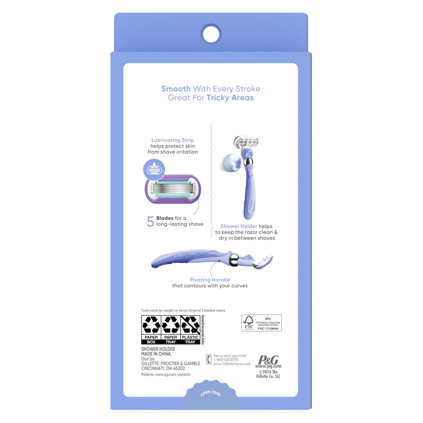 Gillette Venus Deluxe Smooth Swirl Women's Razor Handle + 2 Blade Refills; image 2 of 10