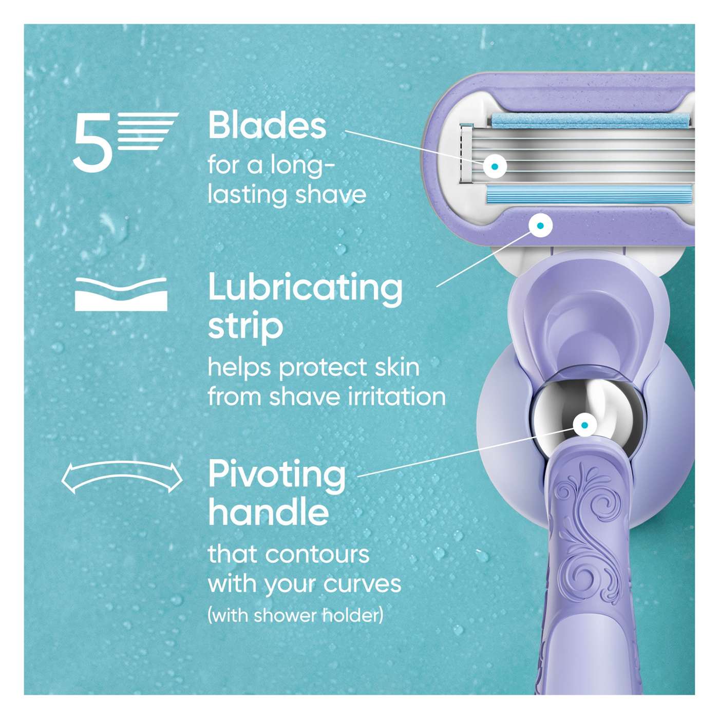 Gillette Venus Deluxe Smooth Swirl Women's Razor Handle + 2 Blade Refills; image 8 of 10